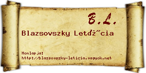 Blazsovszky Letícia névjegykártya
